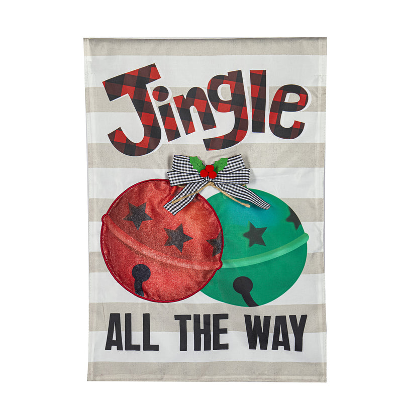 Evergreen Garden Flag,Jingle all the Way Garden Applique Flag,18"X12.5"X0.2"