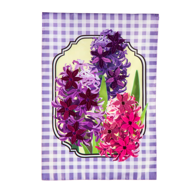 Evergreen Flag,Spring Hyacinths Garden Applique Flag,12.5x0.2x18 Inches