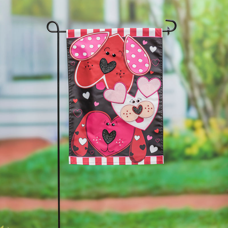 Evergreen Flag,Puppy Love Garden Applique Flag,0.2x12.5x18 Inches