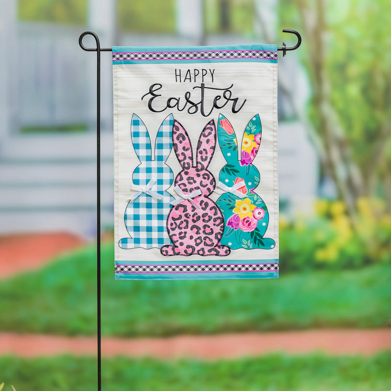 Evergreen Flag,Bright Bunnies Garden Applique Flag,12.5x0.2x18 Inches