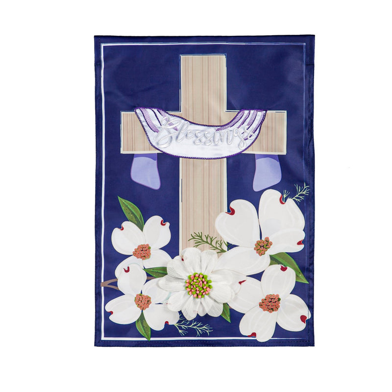 Evergreen Flag,Dogwood Blessings Garden Applique Flag,0.2x12.5x18 Inches