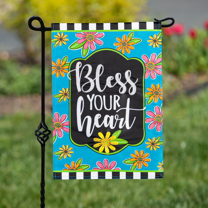 Evergreen Flag,Floral Blessings Garden Applique Flag,12.5x18x0.2 Inches