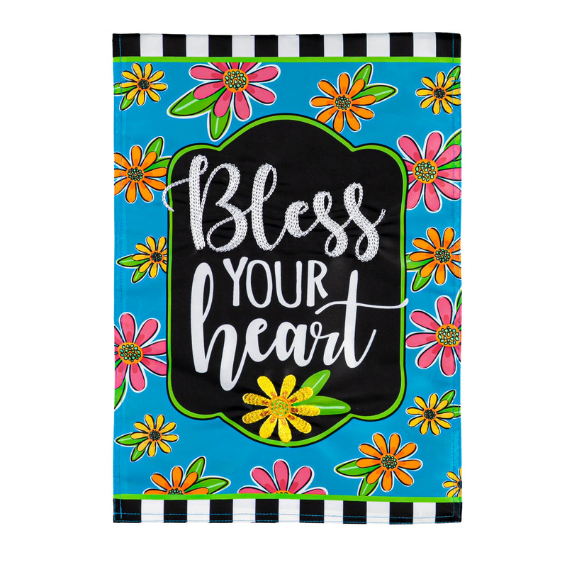 Evergreen Flag,Floral Blessings Garden Applique Flag,12.5x18x0.2 Inches