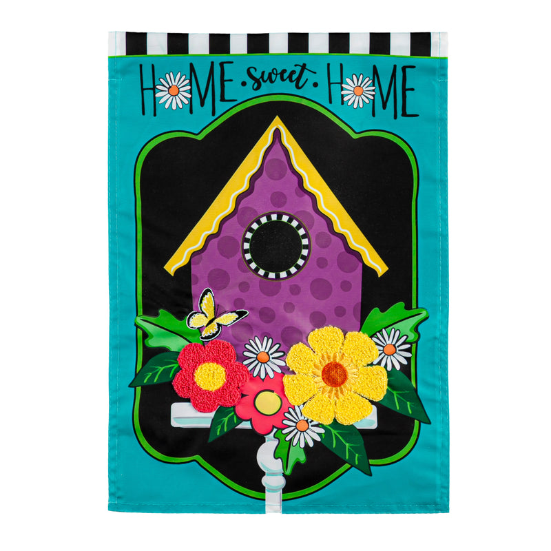 Evergreen Flag,Daisy Birdhouse Garden Applique Flag,12.5x18x0.2 Inches