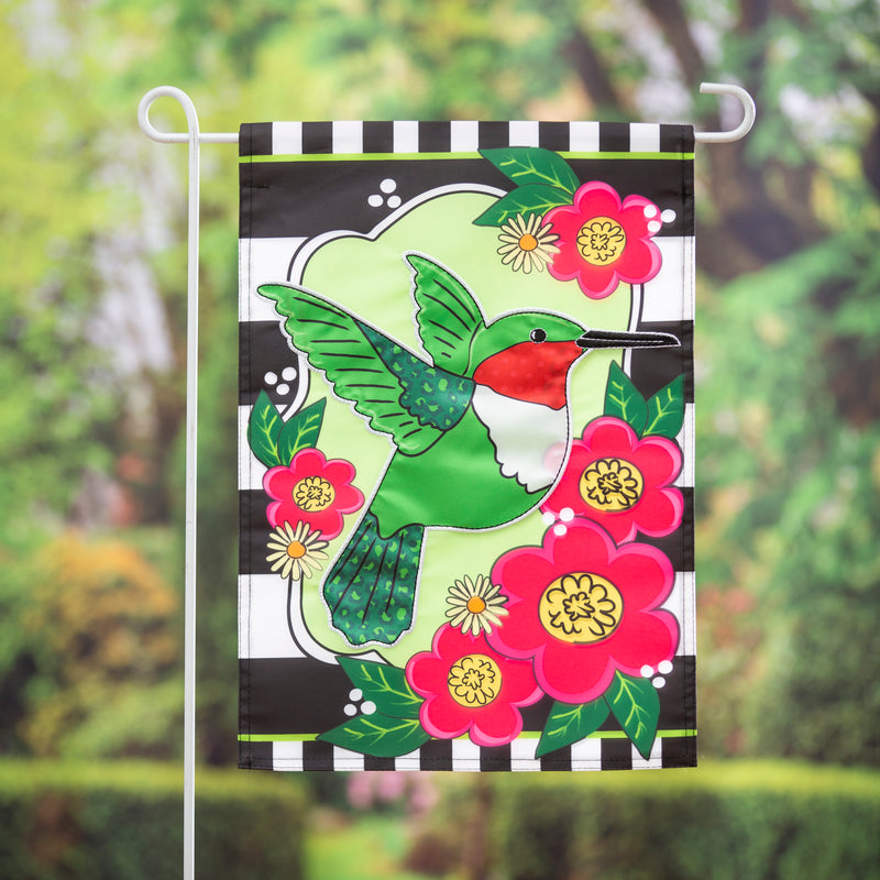 Evergreen Flag,Spring Hummingbird Garden Applique Flag,12.5x0.2x18 Inches