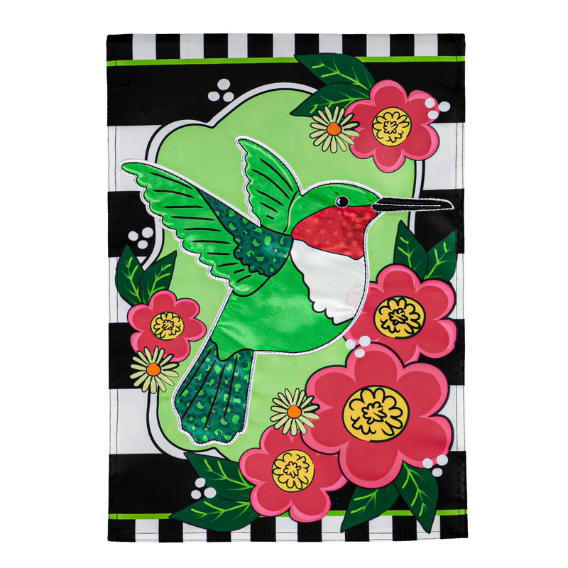 Evergreen Flag,Spring Hummingbird Garden Applique Flag,12.5x0.2x18 Inches
