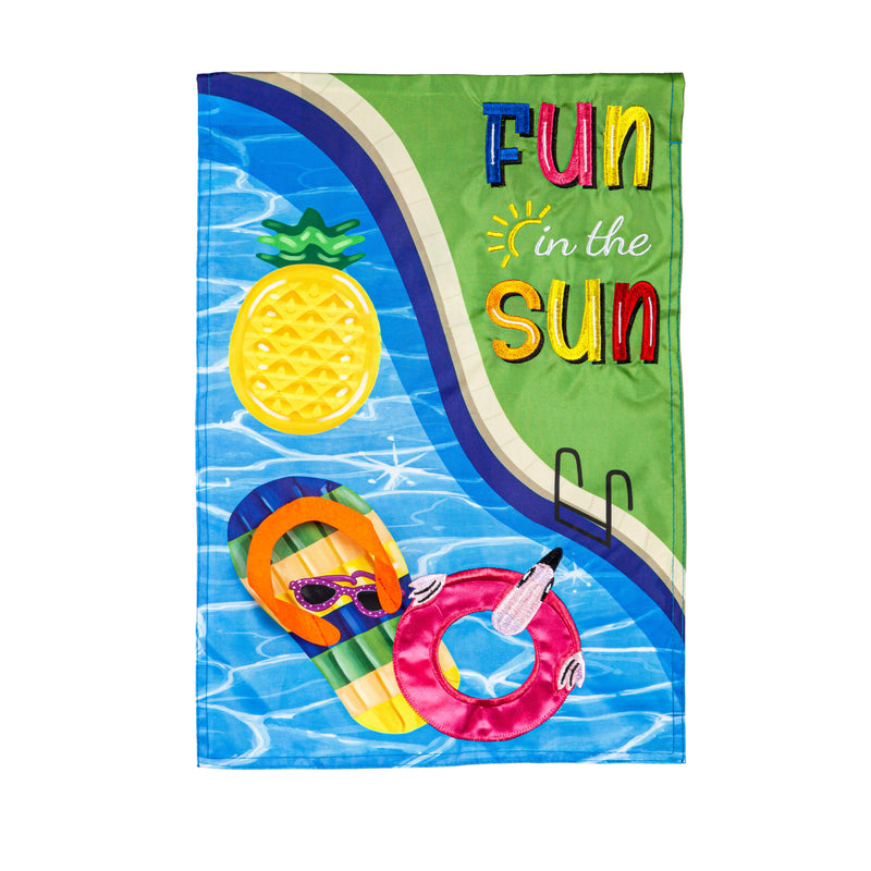 Evergreen Flag,Fun in the Sun Pool Day Garden Applique Flag,0.2x12.5x18 Inches
