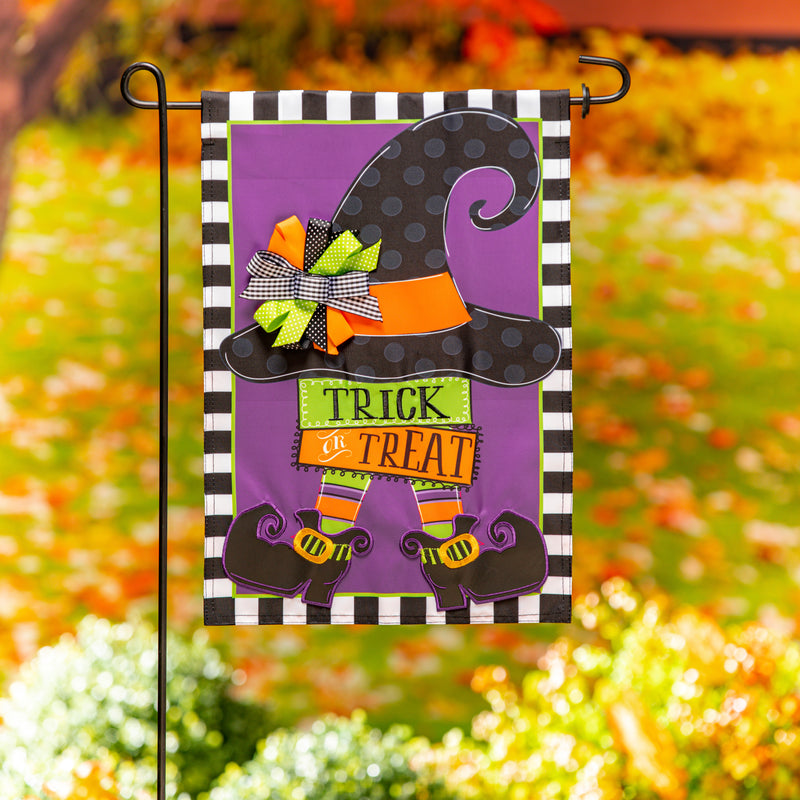 Evergreen Flag,Trick Or Treat Witch Garden Applique Flag,18x12.5x0.2 Inches