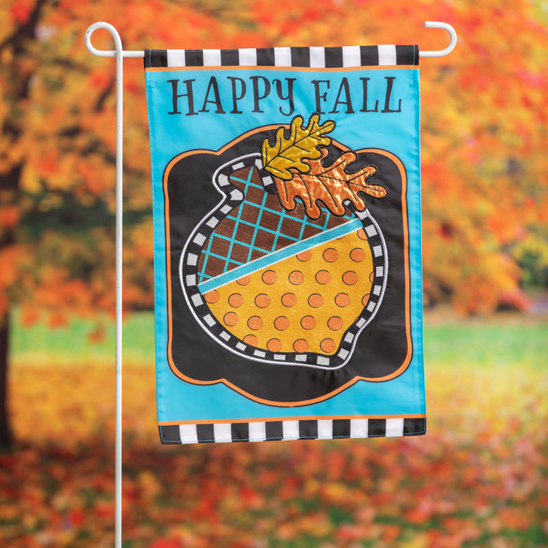 Evergreen Flag,Happy Fall Acorn Garden Applique Flag,12.5x0.2x18 Inches