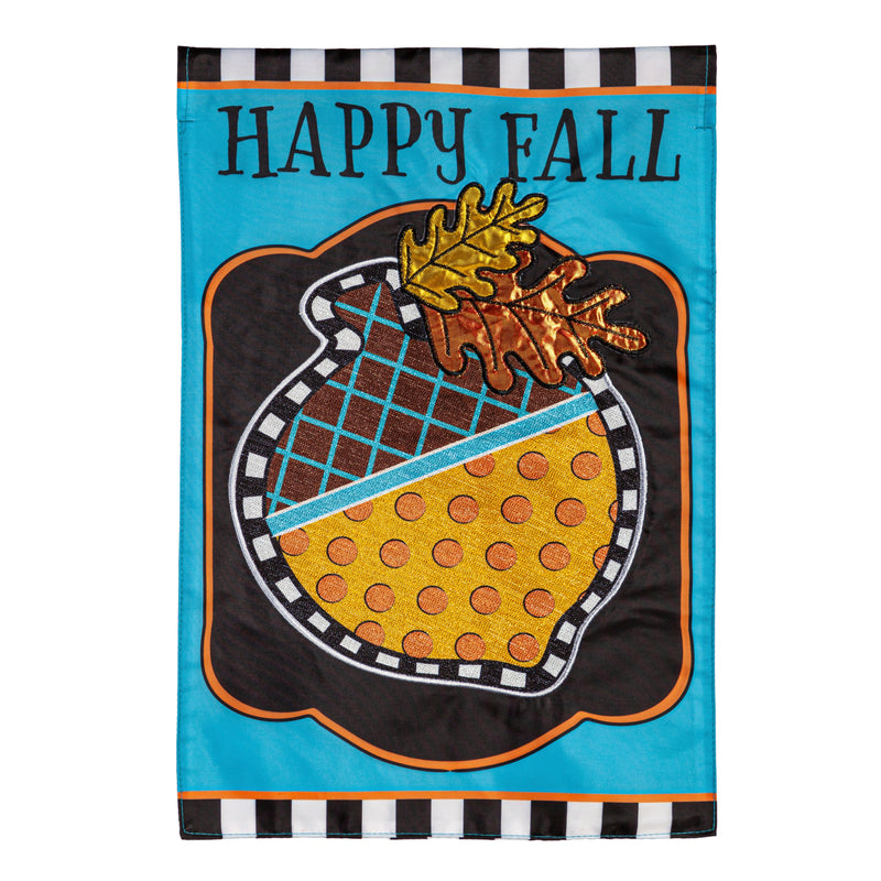 Evergreen Flag,Happy Fall Acorn Garden Applique Flag,12.5x0.2x18 Inches