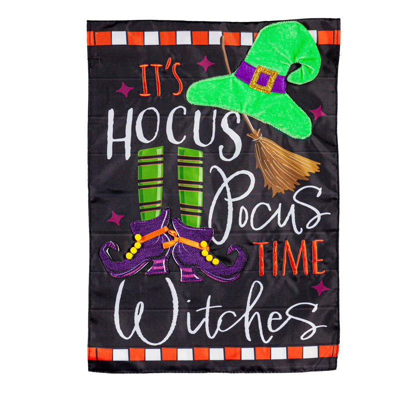 Evergreen Flag,Hocus Pocus Time Garden Applique Flag,12.5x0.2x18 Inches