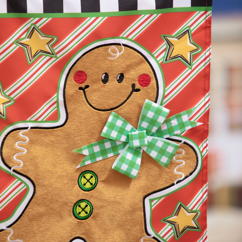 Evergreen Flag,Patterned Gingerbread Man Applique Garden Flag,0.2x12.5x18 Inches