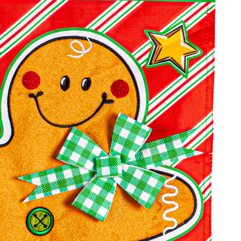 Evergreen Flag,Patterned Gingerbread Man Applique Garden Flag,0.2x12.5x18 Inches