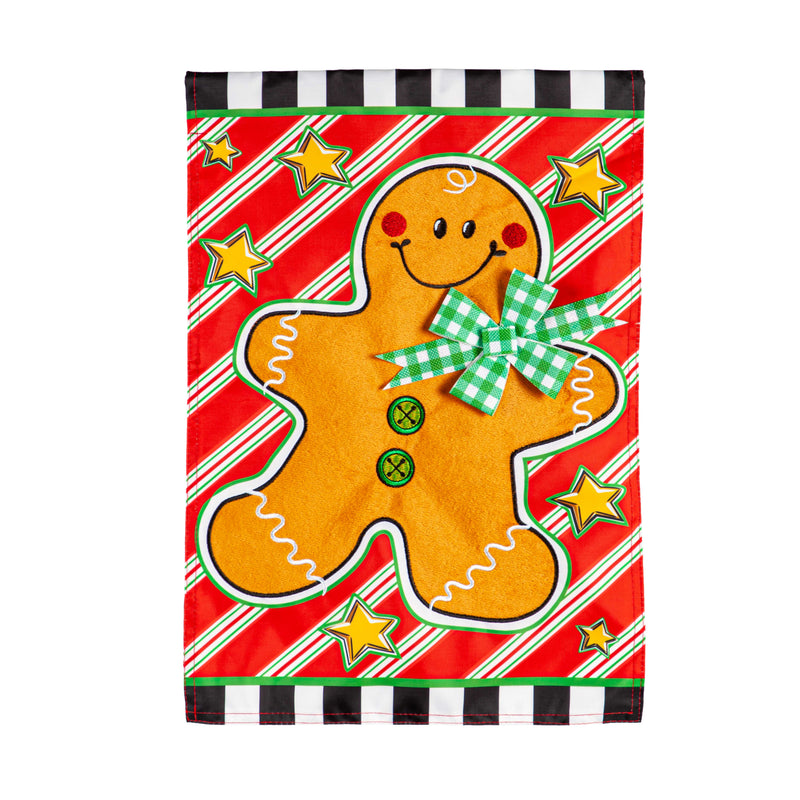 Evergreen Flag,Patterned Gingerbread Man Applique Garden Flag,0.2x12.5x18 Inches