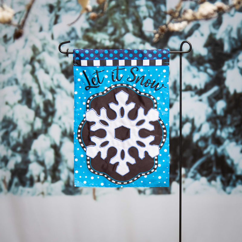Evergreen Flag,Patterned Snowflake Applique Garden Flag,0.2x12.5x18 Inches