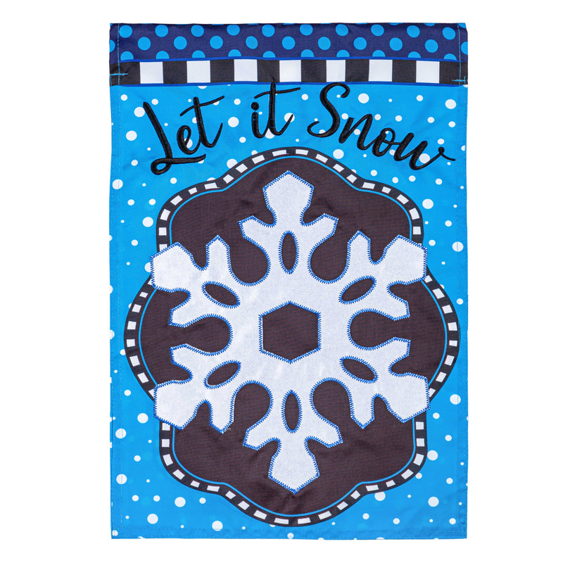 Evergreen Flag,Patterned Snowflake Applique Garden Flag,0.2x12.5x18 Inches