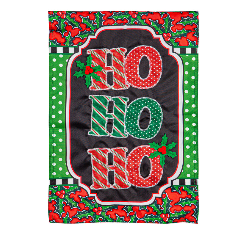 Evergreen Flag,Ho Ho Ho Applique Garden Flag,0.2x12.5x18 Inches