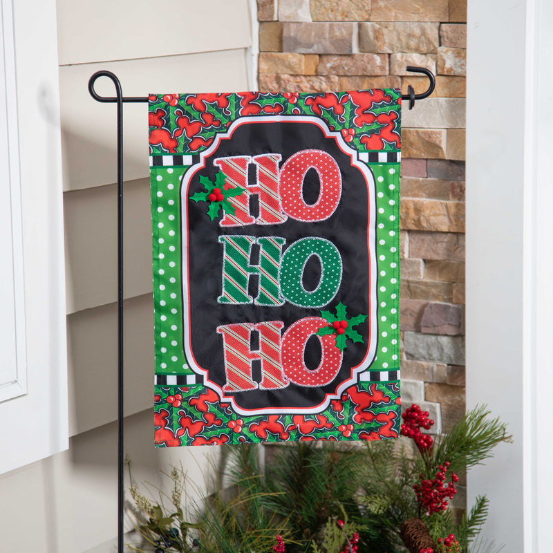 Evergreen Flag,Ho Ho Ho Applique Garden Flag,0.2x12.5x18 Inches