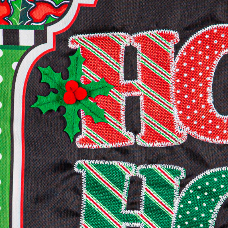 Evergreen Flag,Ho Ho Ho Applique Garden Flag,0.2x12.5x18 Inches