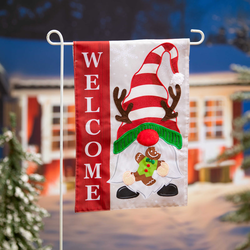 Evergreen Flag,Holiday Gnome Applique Garden Flag,0.2x12.5x18 Inches