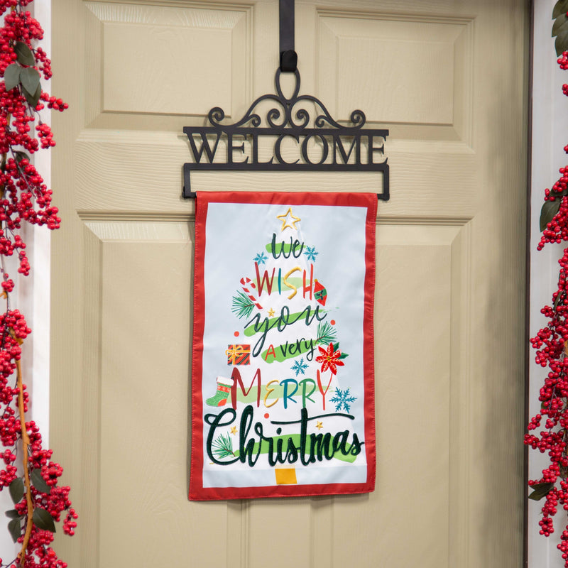 Evergreen Flag,We Wish You a Merry Christmas Applique Garden Flag,0.2x12.5x18 Inches