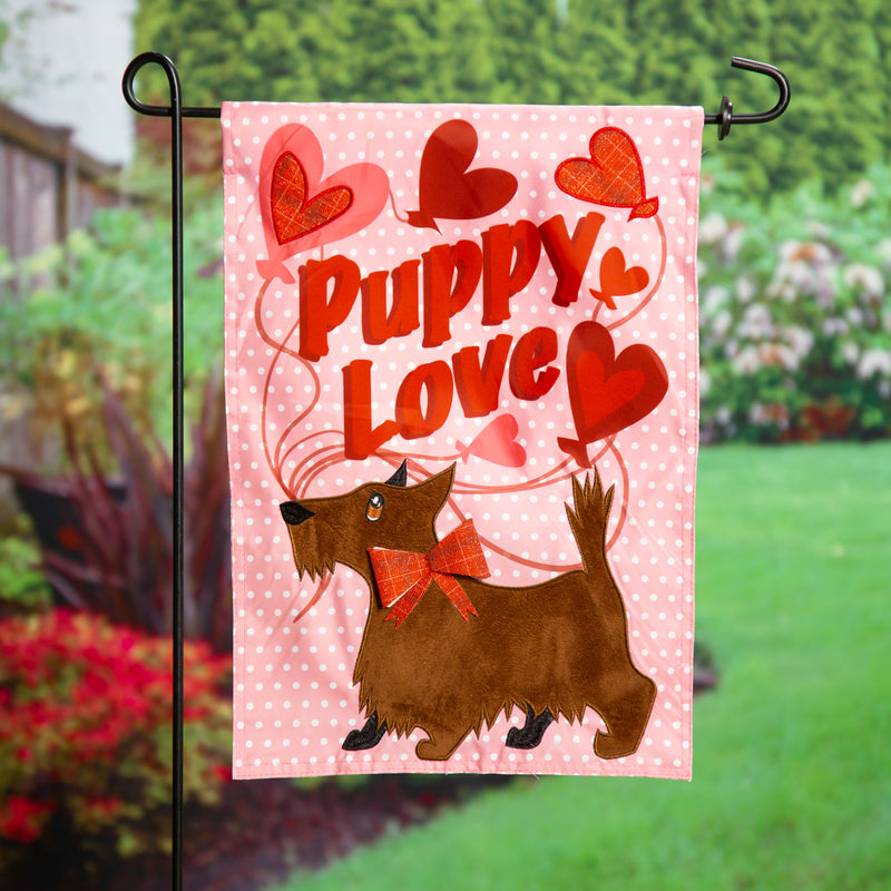 Evergreen Flag,Puppy Love Applique Garden Flag,0.2x12.5x18 Inches