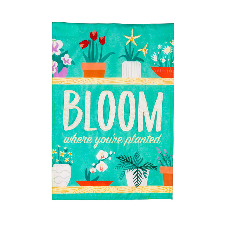 Evergreen Flag,Bloom Where You Are Planted Applique Garden Flag,0.2x12.5x18 Inches