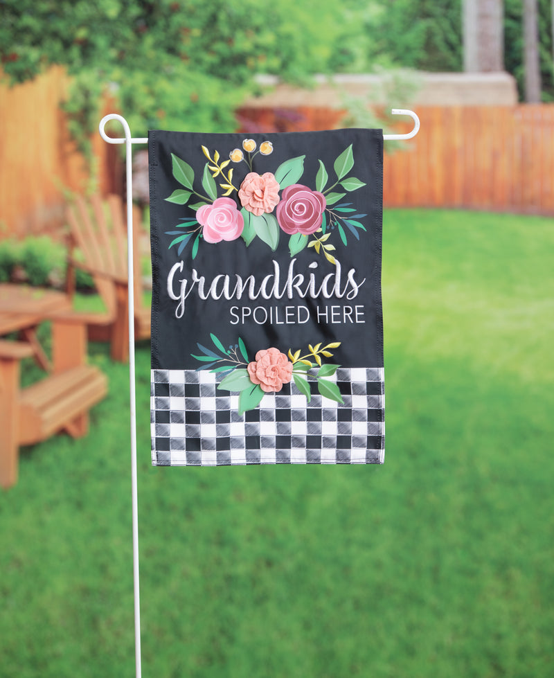 Evergreen Flag,Grandkids Spoiled Here Applique Garden Flag,0.2x12.5x18 Inches