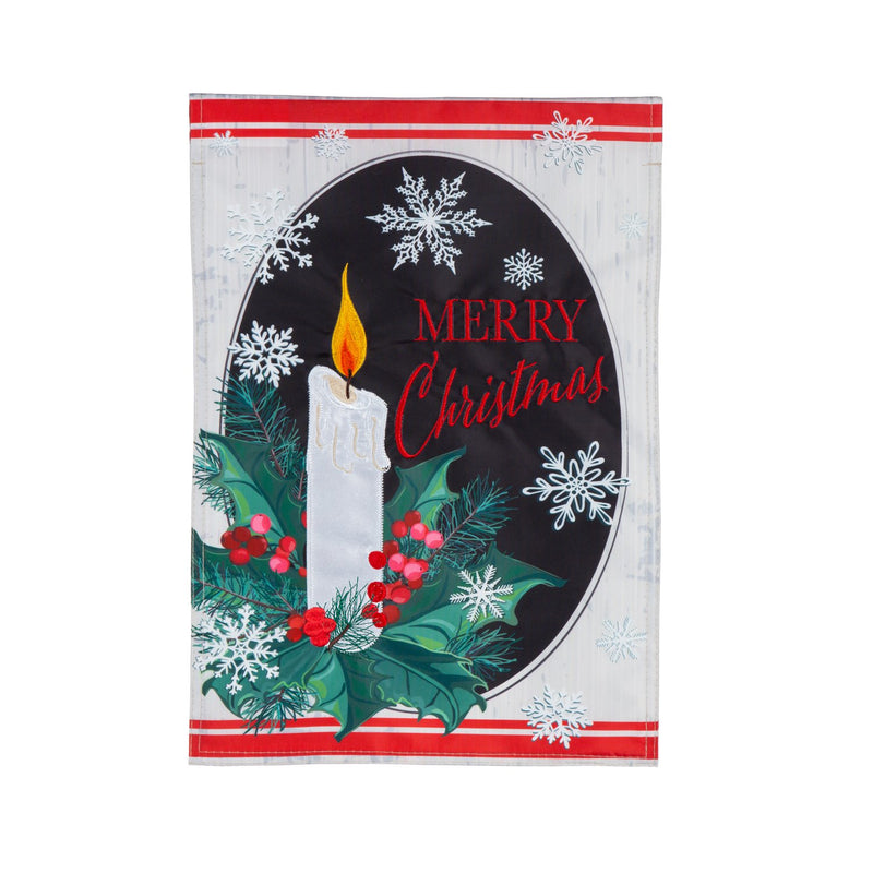 Evergreen Flag,Merry Christmas Holly Applique Garden Flag,0.2x12.5x18 Inches