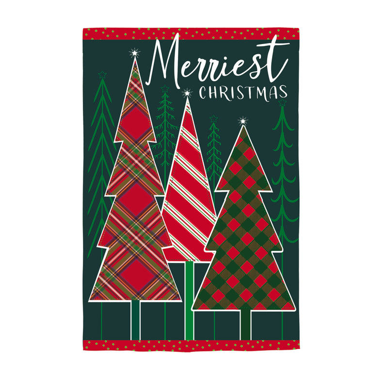 Evergreen Flag,Merriest Christmas Tree Applique Garden Flag,0.2x12.5x18 Inches