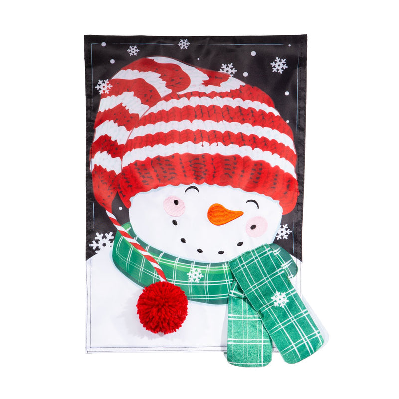 Evergreen Flag,Cheerful Snowman Applique Garden Flag,0.2x12.5x18 Inches