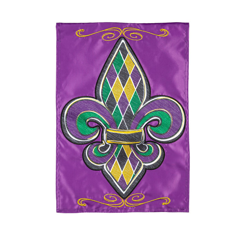 Evergreen Flag,Fleur de Lis Applique Garden Flag,0.2x12.5x18 Inches