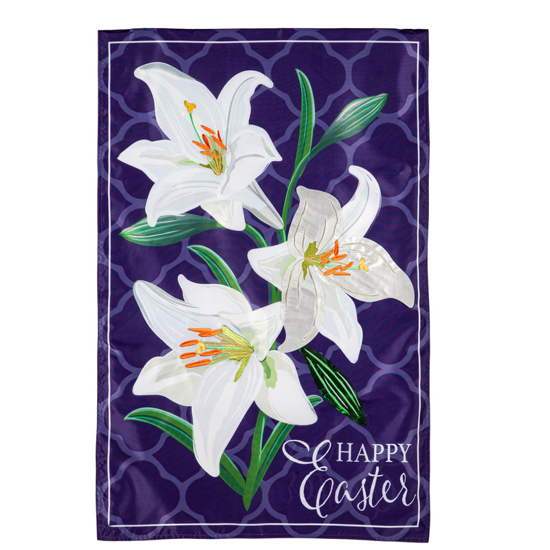 Evergreen Flag,Easter Lily Applique Garden Flag,0.2x12.5x18 Inches