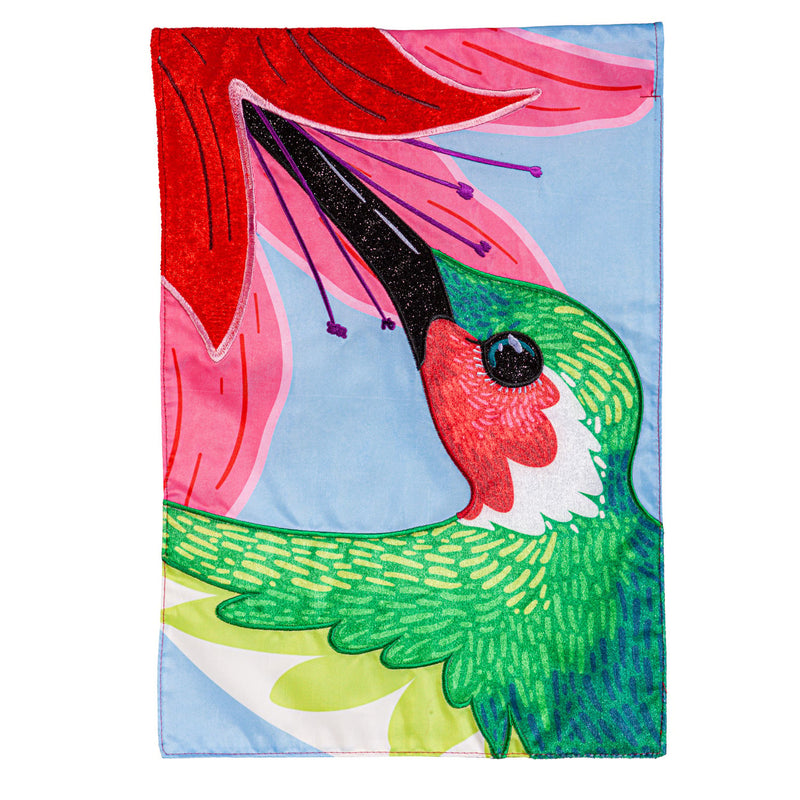 Evergreen Flag,Big Hummingbird Applique Garden Flag,0.2x12.5x18 Inches