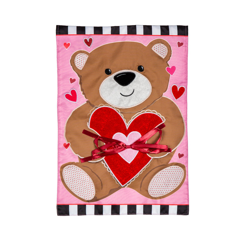 Evergreen Flag,Valentine's Bear Applique Garden Flag,0.2x12.5x18 Inches