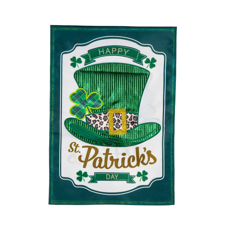 Evergreen Flag,St. Patrick's Day Top Hat Applique Garden Flag,0.2x12.5x18 Inches