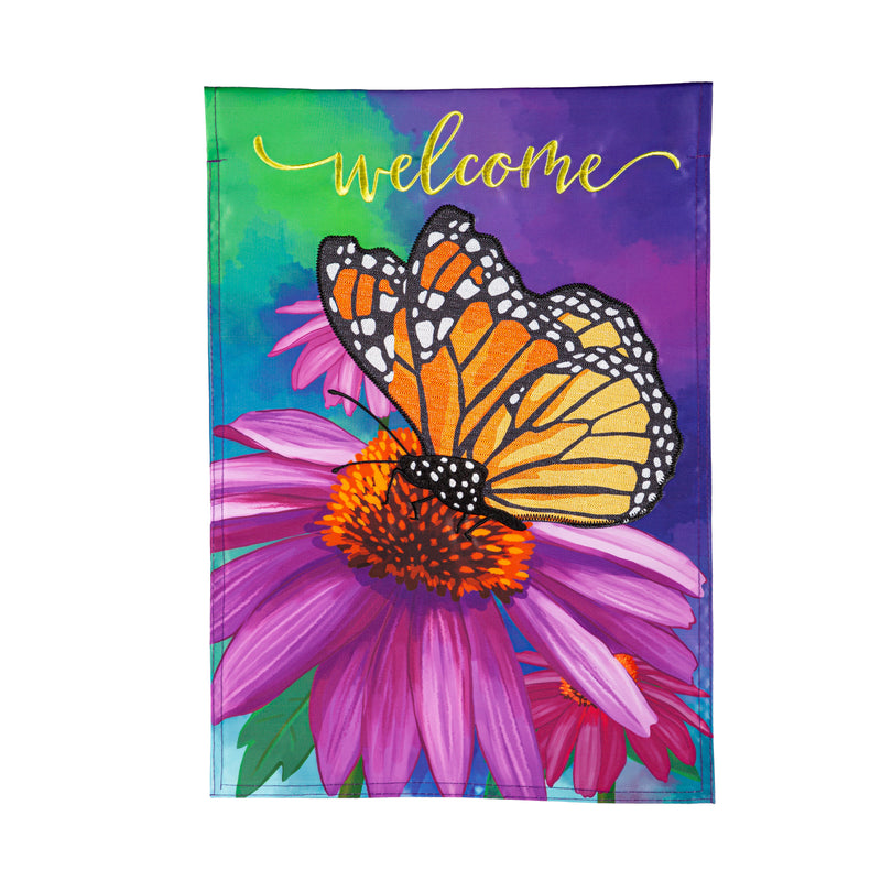 Evergreen Flag,Cornflower & Butterfly Applique Garden Flag,0.2x12.5x18 Inches