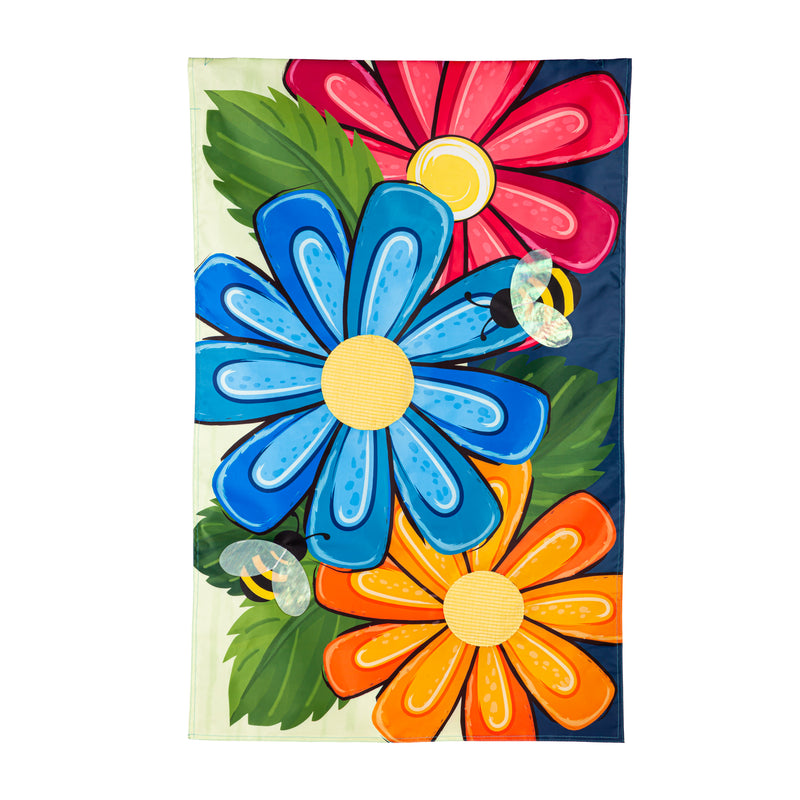 Evergreen Flag,Spring Floral Applique Garden Flag,0.2x12.5x18 Inches
