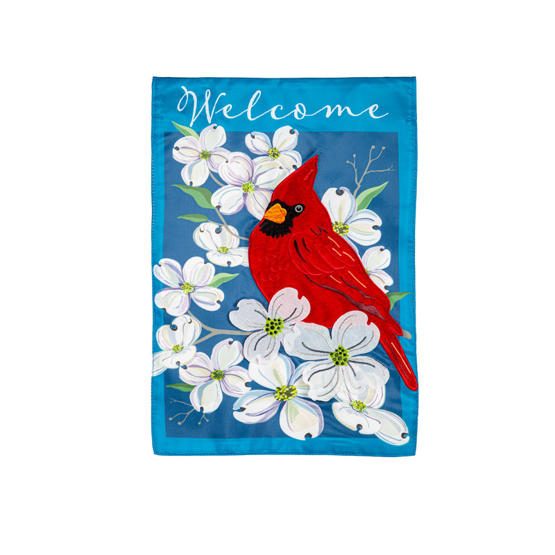 Evergreen Flag,Spring Dogwood Cardinal Applique Garden,0.2x12.5x18 Inches