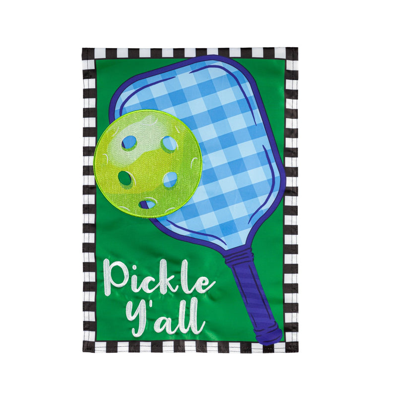 Evergreen Flag,Pickle Y'all Applique Garden Flag,0.2x12.5x18 Inches