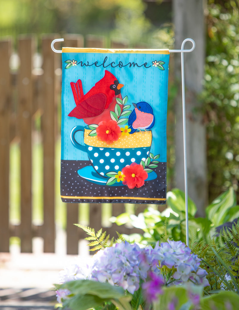 Evergreen Flag,Songbirds Welcome Applique Garden Flag,0.2x12.5x18 Inches