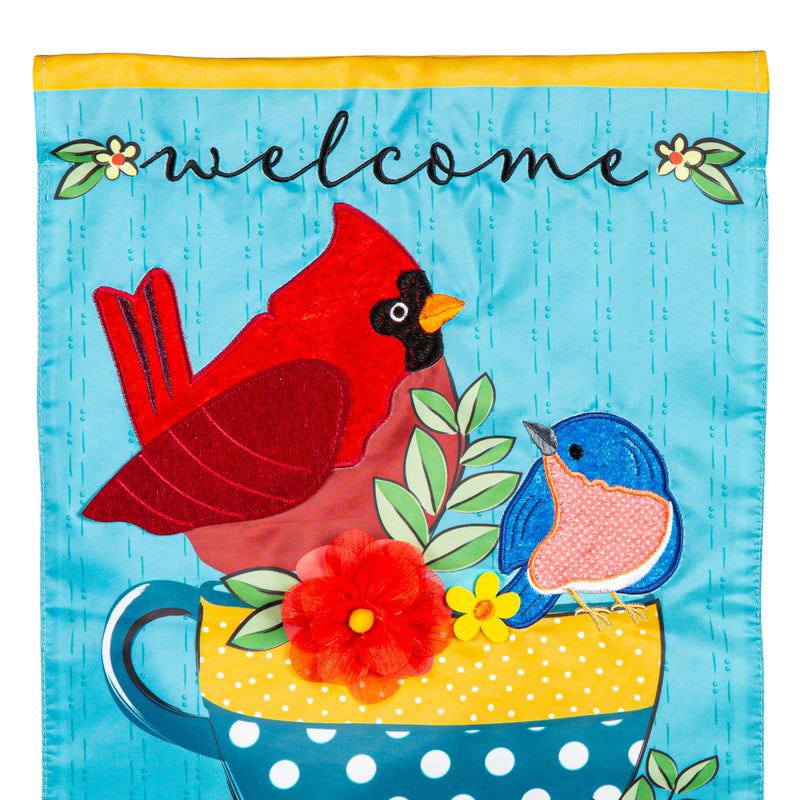 Evergreen Flag,Songbirds Welcome Applique Garden Flag,0.2x12.5x18 Inches