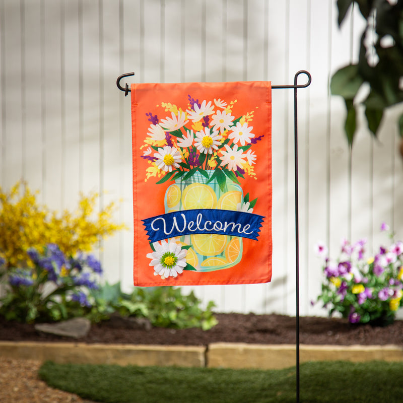 Jar of Lemons and Florals Applique Garden Flag,169797