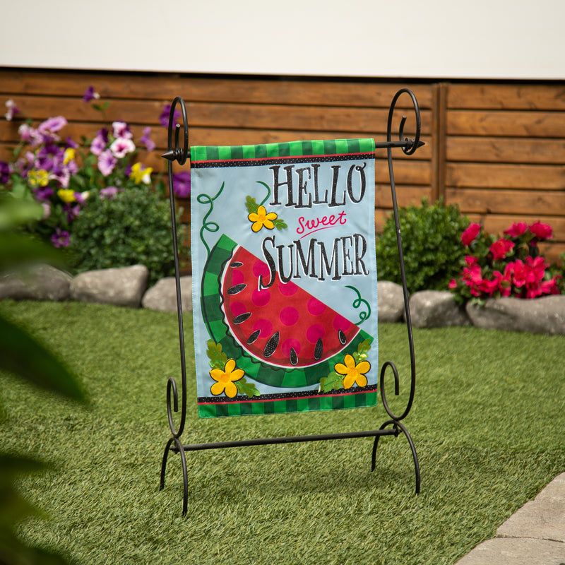 Evergreen Flag,Hello Sweet Summer Applique Garden Flag,12.5x0.2x18 Inches