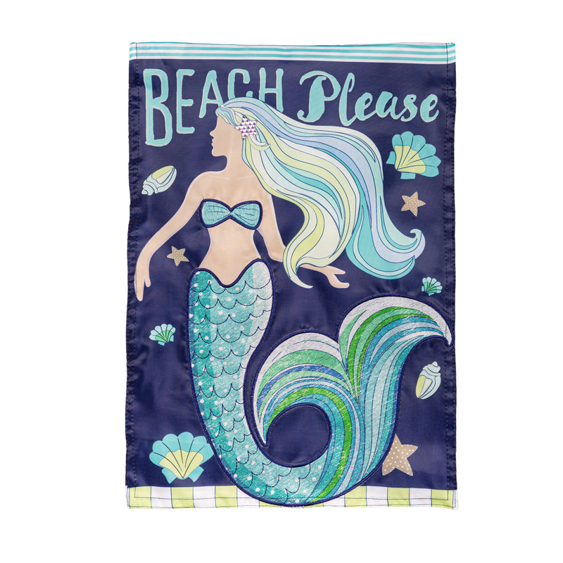 Evergreen Flag,Mermaid Beach Applique Garden Flag,0.2x12.5x18 Inches