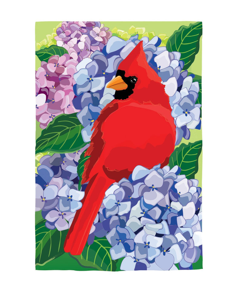 Evergreen Flag,Red Cardinal and Hydrangeas Applique Garden Flag,0.2x12.5x18 Inches