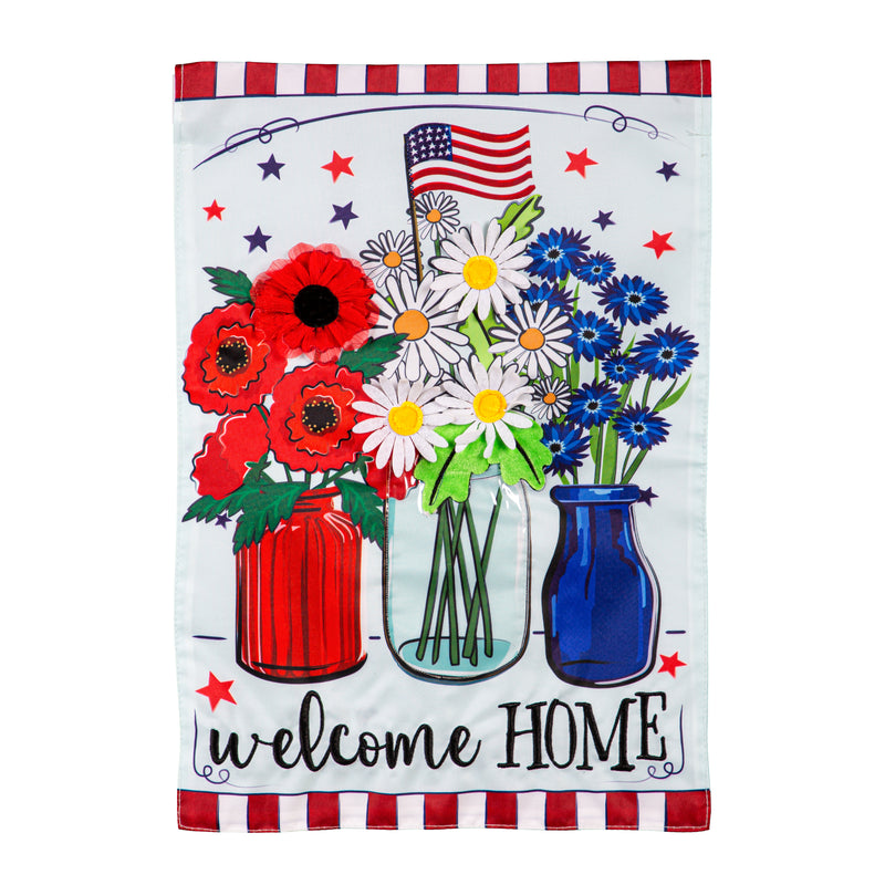 Evergreen Flag,Patriotic Floral Applique Garden Flag,12.5x0.2x18 Inches