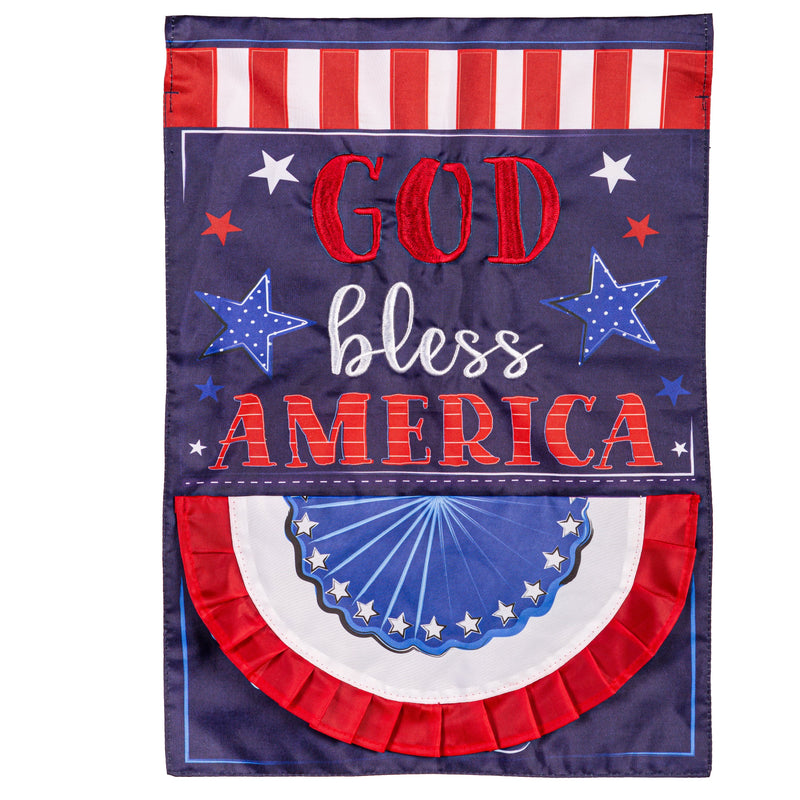 Evergreen Flag,Patriotic God Bless America Applique Garden Flag,12.5x0.2x18 Inches