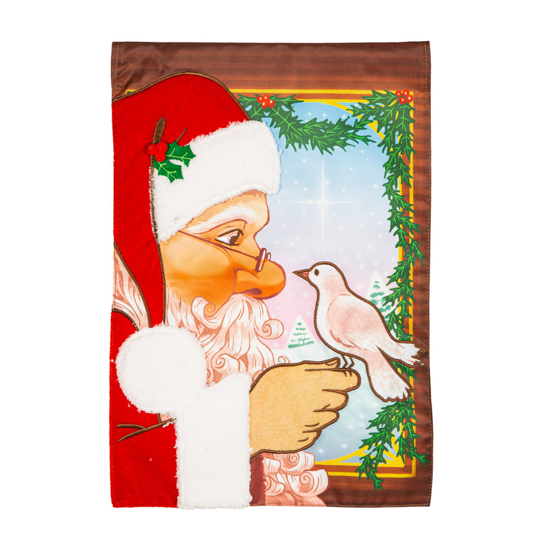 Evergreen Flag,Santa and Dove Applique Garden Flag,12.5x0.2x18 Inches