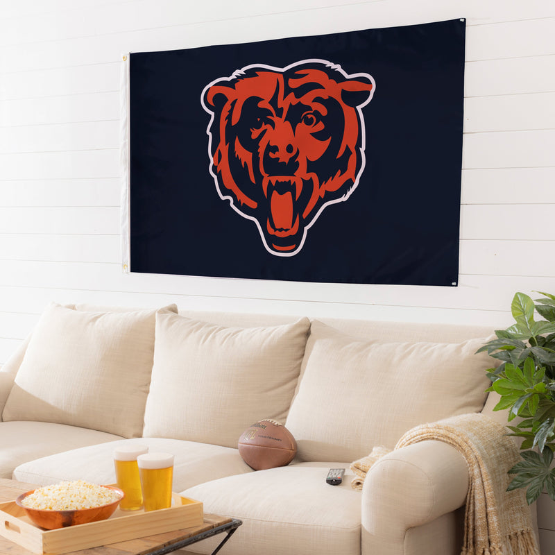 Evergreen Flag,3'x5' Single Sided Flag w/ 2 Grommets, Chicago Bears,36x60x0.1 Inches